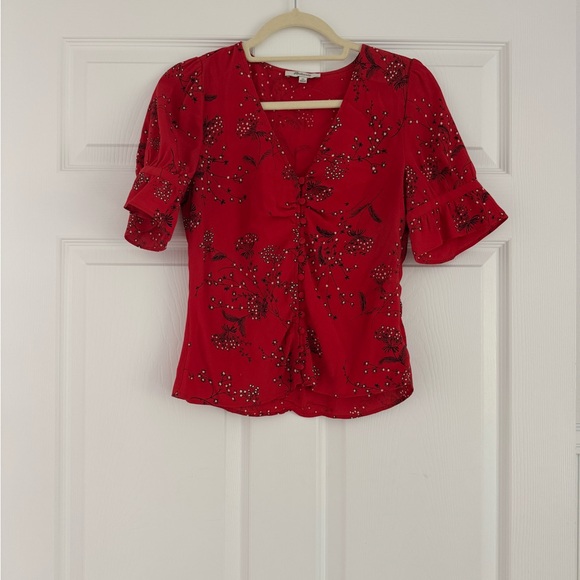 Madewell Red Floral Blouse - Picture 2 of 2